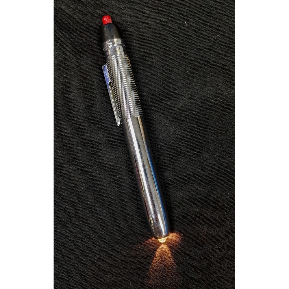 VINTAGE Eveready Pen light Clip Flashlight Chrome AA Battery Mechanic Tested
